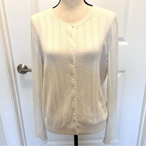 Brooks Brothers Ivory Cable Knit Cardigan SZ XL